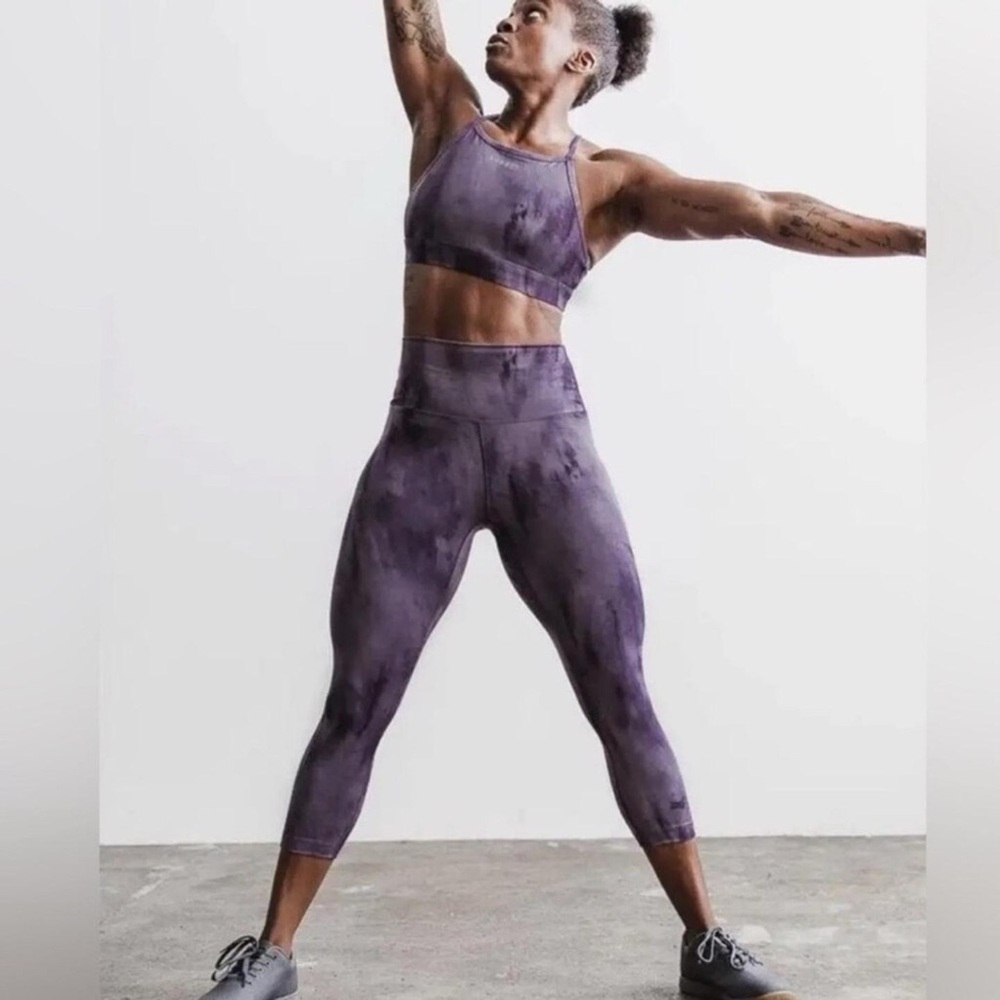 NWT NOBULL Women’s High-Rise Crop Tight - S - Nightshade Plum Tie Dye